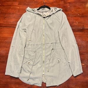 MAURICES Women's Cinch Waist‎ Zipper Roll Tab Sleeve Hooded Jacket Size Medium